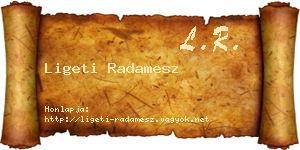 Ligeti Radamesz névjegykártya
